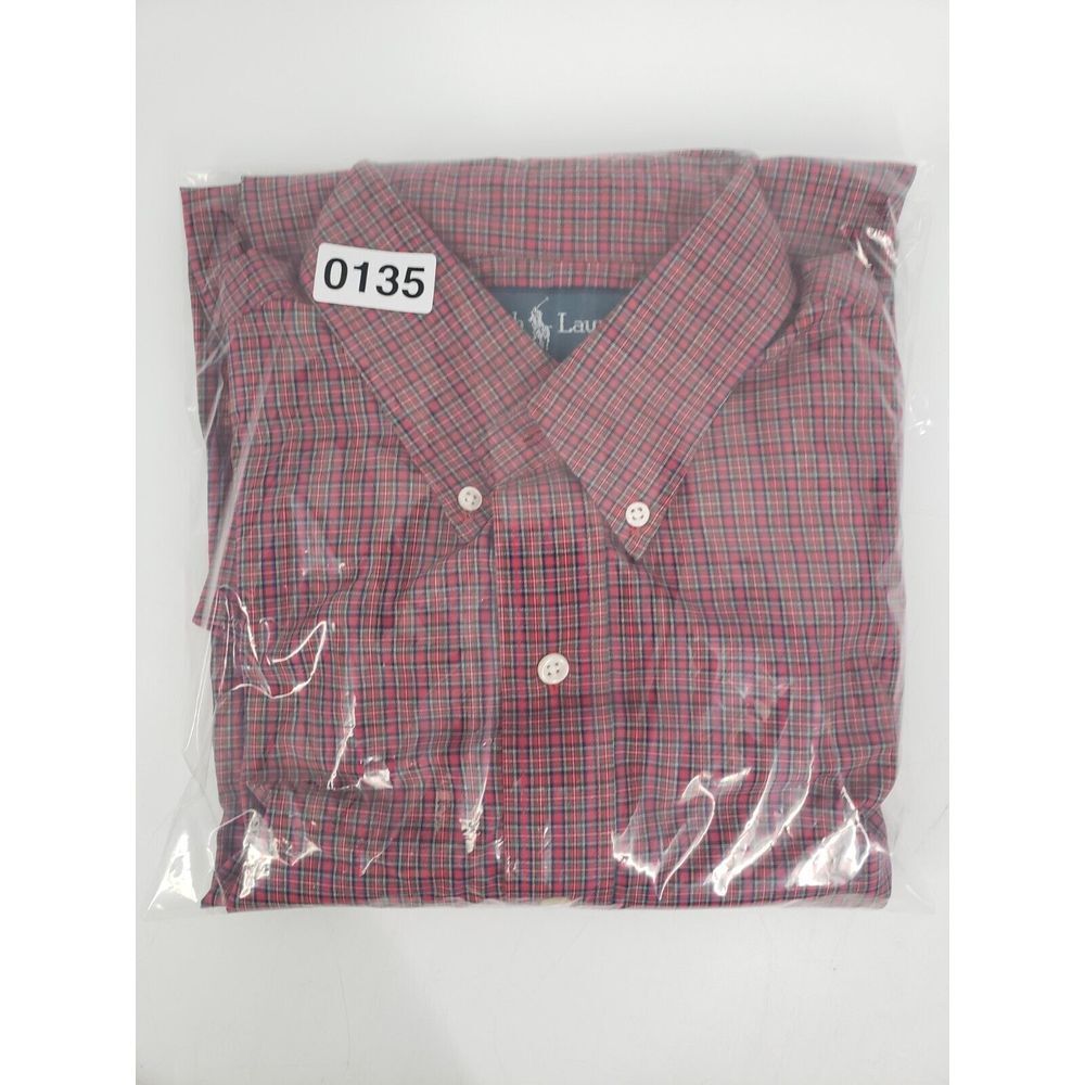 Ralph Lauren Men's 15.5‎ M Custom Fit Red Plaid Long Sleeve Button Down Shirt - Picture 5 of 5